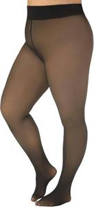 lot 6766 image: Plus Size Fleece Lined Tight, Fake Translucent Winter Warm Thermal Leggings for Women, Black Thick Pantyhose