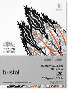 lot 6768 image: Winsor & Newton, Bristol Paper Pad 250 gsm, 9x12, 20 Sheets