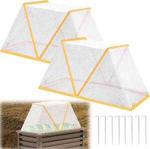 lot 6781 image: 2 Pack Garden Row Accelerator Plants Cover, 32.48 x 13 x 15.5 Foldable Raised Garden Beds Plant Protector Net Cage Guard Greenhouse Cover for Raised Garden Beds Protecting Fruits Vegetable Rows - Color Varies from Stock Photo