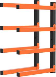 lot 6783 image: PINPON 2-Pack Heavy Duty Wall Mount Lumber Storage Rack, 4-Level Snap-Fit Wood Organizer with 16.8  Arms & 6.2  Shelf Spacing, 110 lbs Per Tier, for Garage & Workshop Indoor Outdoor Use, BlackOrange
