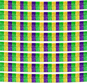 lot 6797 image: 10 Pack 10 Feet Mardi Gras Foil Fringe Garland Mardi Gras Parade Float Fringe Metallic Streamers Tinsel Fringe Banner for Birthday Party Decor St Patrick Halloween Christmas Decoration