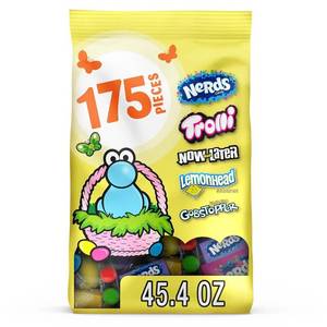lot 6799 image: Nerds Classic Fun Easter Variety Bag, Trolli, Now and Later, Lemonhead, Gobstopper, and NERDS Original, 45.4 oz, 175 Count
