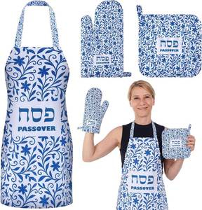 lot 6806 image: Blushtier Passover Kitchen Accessories Sets, Including Kitchen Apron, Pot Holder, Oven Mitt Passover Gifts for Home Seder - Color  Pattern Varies from Stock Photo