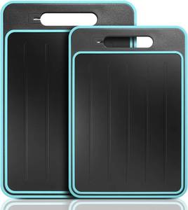 lot 7047 image: 2-Piece BPA-Free Plastic Cutting Board Set, Non-Slip Dishwasher Safe Chopping Boards for Kitchen, Orange