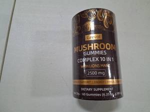 lot 7069 image: Grevol Mushroom Gummies Complex 10 In 1 With Lions Mane 2500 MG.