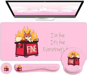lot 7198 image: iCasso Pink Dumpster on Fire Accessories Themed Stuff,It s Fine I m Fine Everything is Fine, Funny Mouse pad Gifts for WomenMen,Cute Mousepad for Laptop Gaming,Home Office Decor Desk Accessories