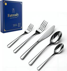 lot 7203 image: 20-Piece Stainless Steel 1810 Silverware Set for 4   Heavy Duty, Dishwasher Safe Flatware with Long-Lasting Mirror Shine, Premium Cutlery Tableware for Kitchen Dining and Party Gifting