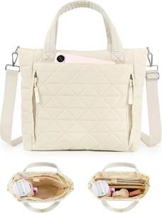 lot 7209 image: Puffer Tote Bag Compatible with Stanley Cup, Carry On Quilted Bag Work College Travel Handbags Gifts for Women