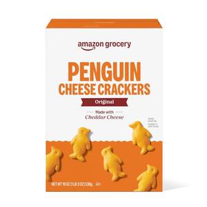 lot 7552 image: Amazon Grocery, Penguin Cheese Crackers, Made with Cheddar Cheese, 19 Oz