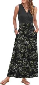 lot 7578 image: AUSELILY Womens Maxi Dress 2026 Summer Casual Sleeveless Sundress V Neck Wrap Vacation Cocktail Long Dresses with Pockets