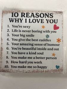 lot 7628 image: Small Wooden Desk Sign  10 Reasons Why I Love You