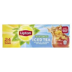 lot 6164 image: Lipton Family Sized Iced Unsweetened Black Tea, Decaffeinated, Tea Bags 24 Count Box