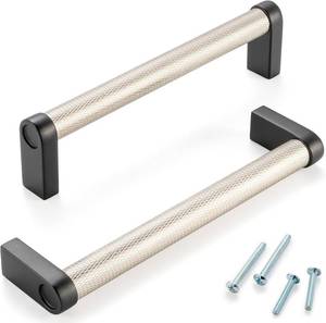 lot 6201 image: 5 Pack 5 Inch Knurled Nickel and Black Cabinet Pulls Silver and Matte Black Cabinet Handles AP1311 Knurled Kitchen Hardware for Cabinets Drawers Dresser Cupboard Bedroom Bathroom Vanity