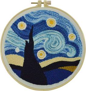 lot 6216 image: Abillyn Punch Needle Embroidery Starter Kit for Beginner, Punch Needle Fabric with Starry Sky Pattern, Embroidery Hoops and Embroidery Pen (Starry Sky)