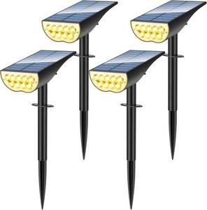 lot 6048 image: Solar Spot Lights Outdoor, Solar Lights Outdoor Waterproof IP65, 3 Brightness Modes Dusk to Dawn Landscape Spotlights for Yard Garden Pathway Tree Decoration, Warm White, 4 Pack