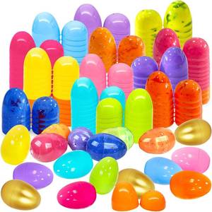 lot 6076 image: Aviski 130Pcs 2.4 Jumbo Large Iridescent Marble Easter Eggs Golden Eggs for Kids Basket Bag Stuffers Fillers, Easter Hunt Game, Toys Filling Treats and Easter Theme Party Favor