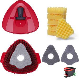 lot 6090 image: 1 Pcs Spin Mop Replacements Scrub Brush and 1 Mop Base with 2 Pcs Scouring Pad Compatible with Cedar EasyWring 1 Tank System Including 2Pcs Scouring Pad  6Pcs Scrub Sponge Heavy Duty