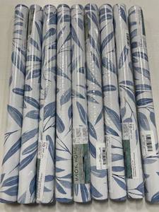 lot 4460 image: 9 Rolls HAOKHOME Blue Wallpaper Peel and Stick Boho Leaves Removable Vinyl Self Adhesive Contact Paper17.7in x 9.8ft