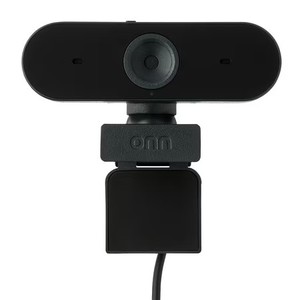 lot 6019 image: onn 4K Webcam with Autofocus and Swivel Head, Built-in Dual Mics, Privacy Cover, Greystone
