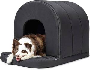 lot 6231 image: PELZIN Orthopedic Dog House - Outdoor Waterproof Dog Shelter wPorch - Indoor Pet House wEgg-Crate Foam - Cooling - Machine Washable - Ideal for Large Breeds & Fits 36-Inch Crate - 35x22