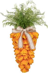 lot 6269 image: KI Store Tulip Carrot Wreath Orange Carrot Swag Easter Door Decoration Spring Decor for Door Window