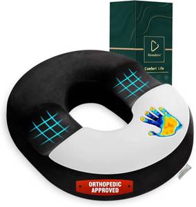 lot 6284 image: Donut Cushion Memory Foam Hemorrhoids Cushion for Postpartum & Coccyx & Tailbone Pain Pressure Relief for Office Chair, Wheelchair, Office, Car Seat (Black)
