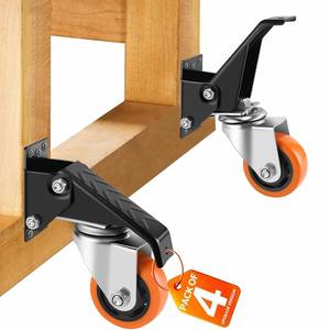 lot 6290 image: Caster Wheels, 3 Inch Workbench Casters Set of 4 Heavy Duty - 800 Lbs Capacity Retractable Swivel Castors with No Noise Polyurethane Wheels, Easy to Install for Tables Legs, Work Bench & Tool Carts