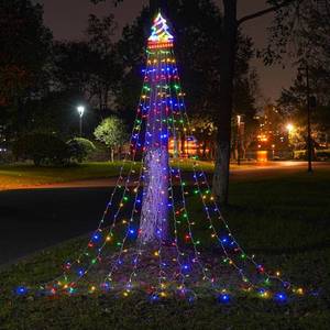 lot 6311 image: Outdoor Christmas Tree String Lights, 350 LED Christmas Waterfall Lights with 8 Modes, Waterproof, Featuring an 11in Lighted Christmas Tree for Yard Patio Xmas Wedding,Party,New Year (Multi-Color)