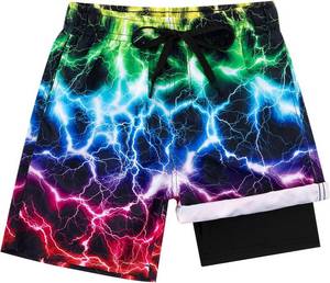 lot 6322 image: Lovekider 5-16 Years Boys Swim Trunks with Compression Liner Waterproof Quick Dry Swimwear Bathing Suits