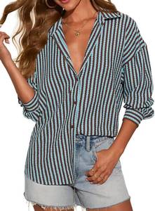 lot 6329 image: NUOREEL Womens Flannel Plaid Shirt, Boyfriend Fit Long Sleeve Button Down Casual Blouse with Pocket SIZE XXL
