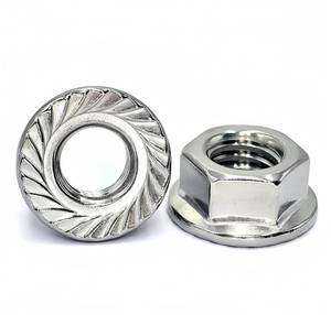 lot 6363 image: 12-13 Serrated Flange Hex Lock Nuts 10 Pcs 304 Stainless Steel 18-8, Full Thread, Hex Drive, Bright Finish