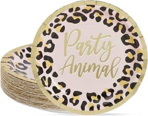 lot 6369 image: Cheetah Print Paper Plates for Party Animal Safari Birthday Supplies (9 In, 48 Pack)