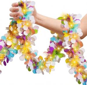 lot 6421 image: 50FT Easter Tinsel Garland, Colorful Easter Egg Bunny Spring Garland with String Lights, DIY Easter Garland for Mantle Bedroom Office Classroom, Outdoor Indoor Home Tree Holiday Hanging Decoration