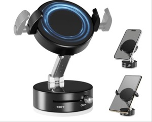lot 6432 image: Upgraded 360  Vacuum Magnetic Phone Holder with Clamp,Vacuum Suction Magnetic Phone Mount with Clamp Foldable Cell Holder for CarGymMirrorSmooth Surface, Compatible with Magsafe iPhone (black 1pcs)