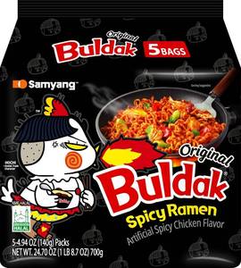 lot 6447 image: Samyang Buldak Korean Spicy Chicken Stir Fried Ramen Original Flavor Spicy Noodles Authentic Korean Ramyun 4.94 oz (Pack of 5)