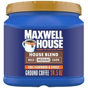 lot 6449 image: Maxwell House House Blend Medium Roast Ground Coffee 24.5 oz Canister