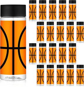 lot 6826 image: Skylety 24 Pcs Basketball Plastic Bottles with Lids 13.5 oz Basketball Reusable Juice Bottles Bulk Plastic Drink Container Sensory Bottles Sports Themed Birthday Party Supplies (Modern)