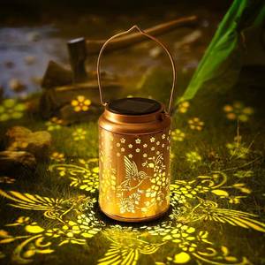 lot 6847 image: Solar Lanterns Outdoor Waterproof, Hummingbird Garden Decor Metal Hanging Solar Light   Hollow Out Decorative LED Lantern for Yard, Patio, Lawn, Porch, Pathway, Landscape Gifts for Women