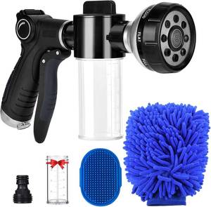 lot 6868 image: Garden Hose Nozzle, High Pressure Hose Spray Nozzle 8 Way Spray Pattern One-Touch Sprayer for Watering Plants, Lawn, Patio, Car Wash, Cleaning Showering Pet