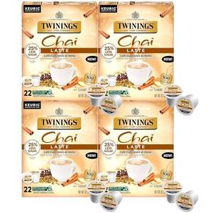 lot 6869 image: Twinings Chai Latte Black Tea Single Serve K-Cup Pods for Keurig, 22 Count (Pack of 4) Creamy, Slightly Sweet, Less Sugar, Caffeinated, Enjoy Hot or Iced