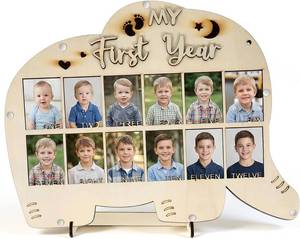 lot 6877 image: 1 Pc Babys First Year Frame, 15.75 X12 inch Baby s My First Year Picture Frame, 1st Nursery Photo Collage Display Board, Babys Firsts Twelve Months Pictures Milestone Board Keepsake