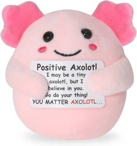 lot 6904 image: Positive Cute Axolotl Plush Toys, 3.5 Pink Emotional Inspirational Support Axolotl Plush with Positive Card, Funny Stuffed Birthday Gifts for Women Men Her Friends Coworkers Colleges Graduation