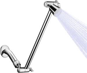 lot 6926 image: 11-Inch Extended Shower Head, Shower Head Extension Arm with Patented Sprayer, All Metal Stainless Steel & Brass, Chrome Finish, Adjustable Angle & Height, Easy Installation