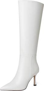 lot 6953 image: CKSNDLF Knee High Boots for Women Pointed Toe Stiletto Heel Long Boots Side Zipper Tall Boots Size 9.5