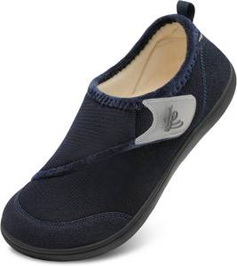 lot 6960 image: LeIsfIt Slippers for Men Wide House Shoes Adjustable Diabetic House Slippers Arthritis Edema Slipper Shoes Indoor Outdoor Navy Size 9