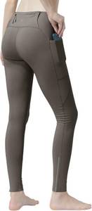 lot 7003 image: Womens High Waisted Moisture - Wicking Yoga Leggings with Pockets, Reflective Stripes & Shirt Loop for Active Lifestyle Color Chocolate Martini Size Large