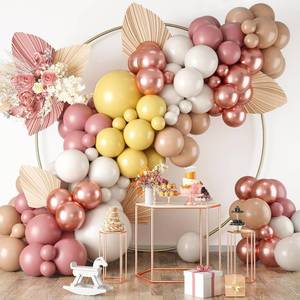 lot 7022 image: Boho Balloon Arch Kit, Dusty Pink Mustard Yellow Metallic Rose Gold Apricot Nude Pastel Balloons for Boho Bridal Wedding Fall Baby Shower Engagement Anniversary Birthday Party Decorations