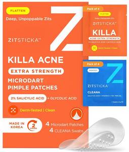 lot 7229 image: ZitSticka Extra Strength Killa Acne Microdart Patches for Face - OTC Acne Treatment with 2% Salicylic Acid - Fast Acting Microdarts for Deep, Early-Stage Zits & Blemish - 4 Count