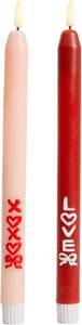 lot 7239 image: DN DECONATION Flameless Taper Candles Set of 2, Red & Pink Valentine LED Candles - Battery Operated  XOXO  &  Love  Decor Candles for Romantic Home, Wedding, Gift for Her
