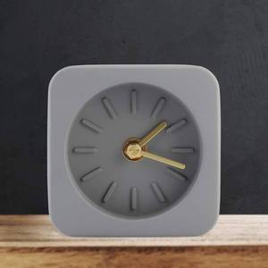 lot 7241 image: Raguso Simple Cement Table Clock Elegant Unpretentious Desk Clocks for Office Living Room (Gray)